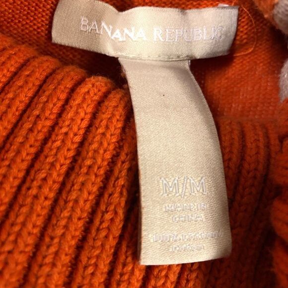 BANANA REPUBLIC Orange Turtleneck Gold Buttons Sz M - Picture 5 of 6